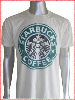 Men T Shirt, Sz L,Starbucks Coffee Casual Club Vintage Print,,soft 