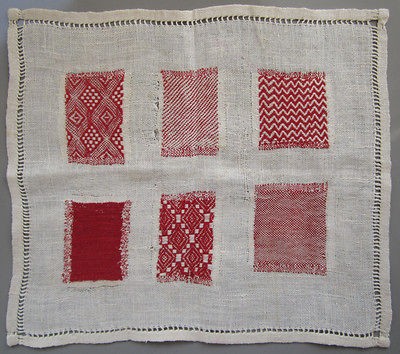 CIRCA 1900 GERMAN DARNING MENDING SAMPLER RED&WHITE BRODERIE ANCIENNE 