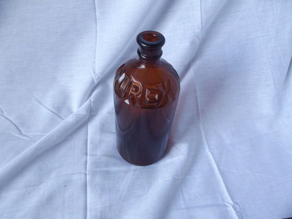 VINTAGE PUREX BROWN GLASS BOTTLE   L;6