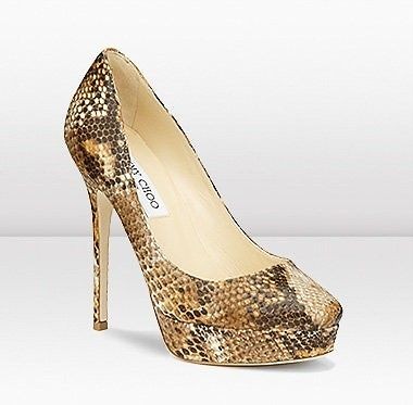 Jimmy Choo Cosmic Snakeskin Leather Platform Pumps sz 37