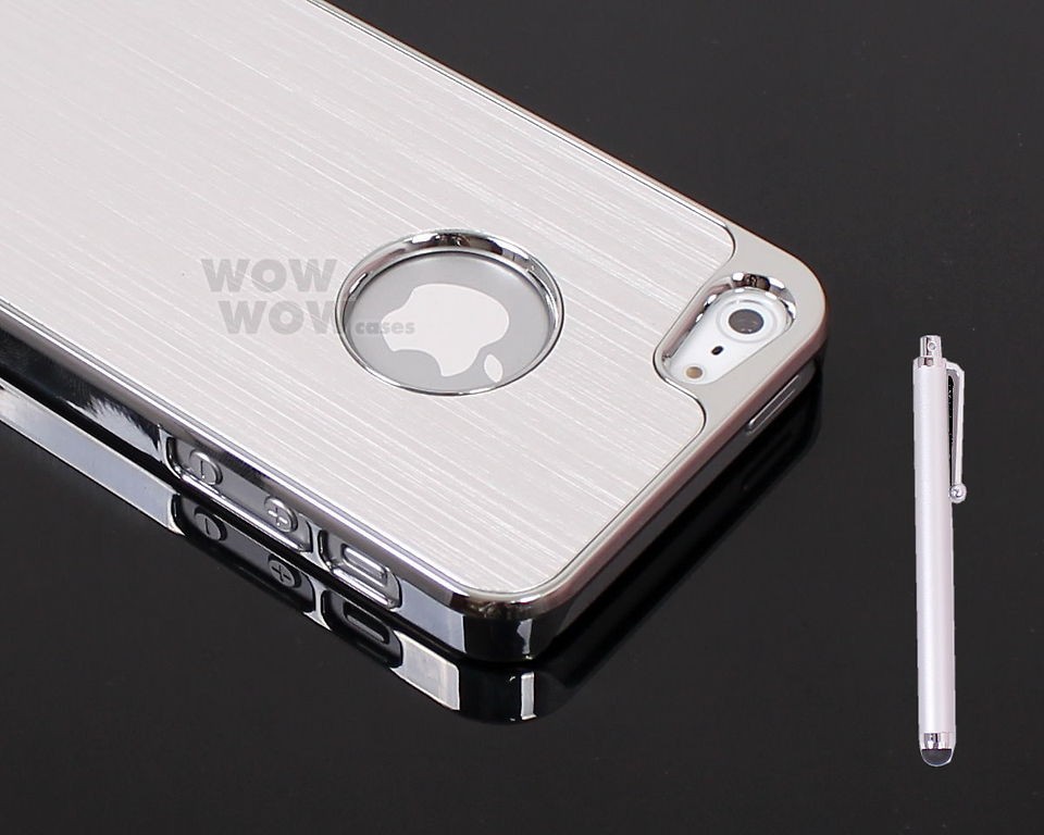 Silver Luxury Brushed Metal Aluminum Chrome Hard Case For iPhone 5 5G 