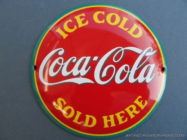 FANTASTIC QUALITY VINTAGE STYLE COCA COLA SOLD HERE ENAMEL METAL SIGN 