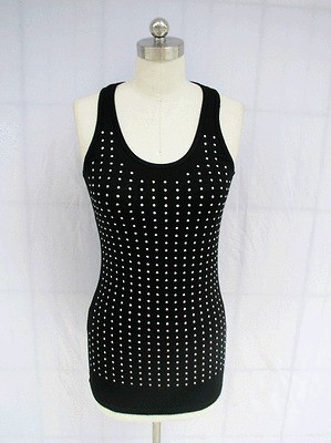 Clearance sale, BL259DW BLACK WITH STUDS STRETCHY TANK TOP MINI DRESS 