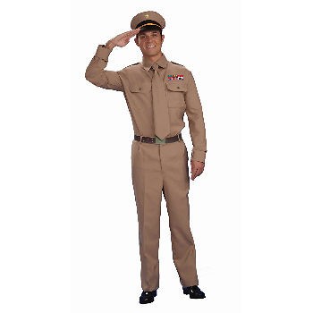 NEW Mens Military Costume WWII General Tan Std.
