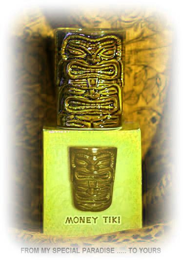 HAWAIIAN MONEY TIKI MUG GREEN COFFEE TEA CUP HISTORIC HALEIWA, HAWAII