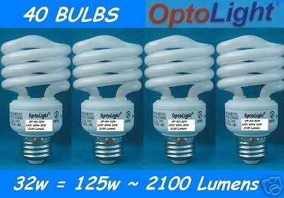 40 CFL Compact Fluorescent Light Bulbs 32w 32 Watt = 125w 125 Watt 