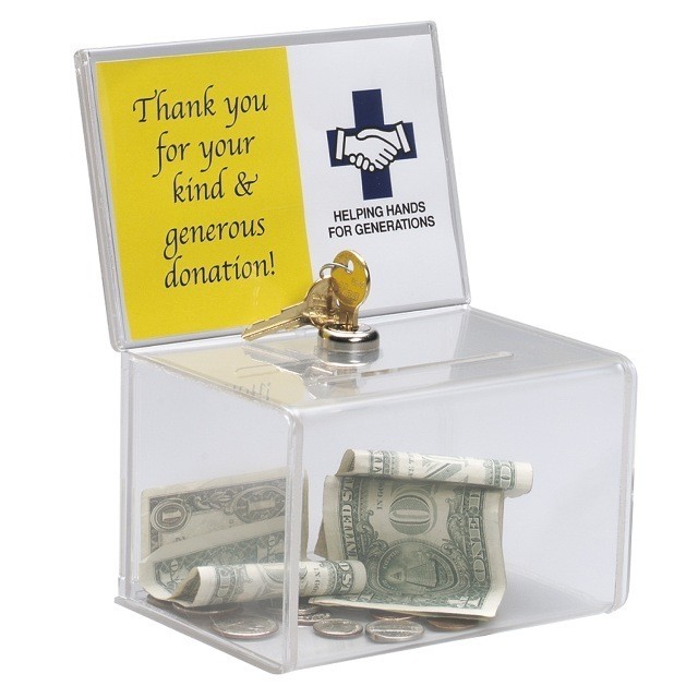 Acrylic Ballot Coin Donation Box Case Holder with Key Lock