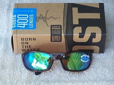 COSTA DEL MAR SUNGLASSES HARPOON 400 BLUE MIRROR GLASS LENS TORTOISE 