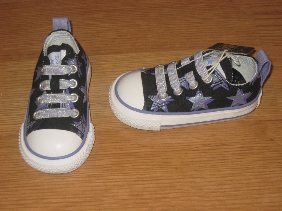 CONVERSE ALL STAR OX BLACK PURPLE STARS GLITTER INF 5