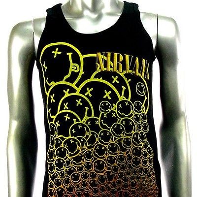 Sz M Nirvana Kurt Cobain T Shirt Tank Top Vest Biker Punk Rock V8