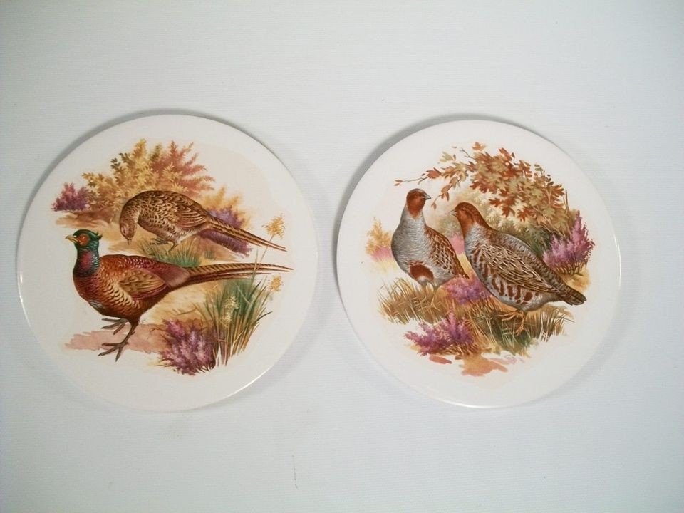 Hyalyn Porcelain Trivet s Pheasants Vintage Trivet