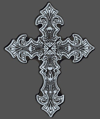 CRUCIFIX CROSS REFLECTIVE 11 INCH BIKER BACK PATCH