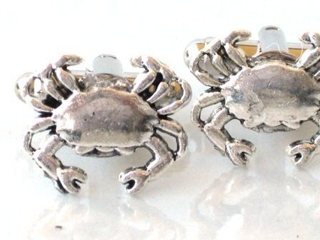 Steampunk TINY CRAB CUFFLINKS Antique Silver Nautical Steam Punk Cuff 