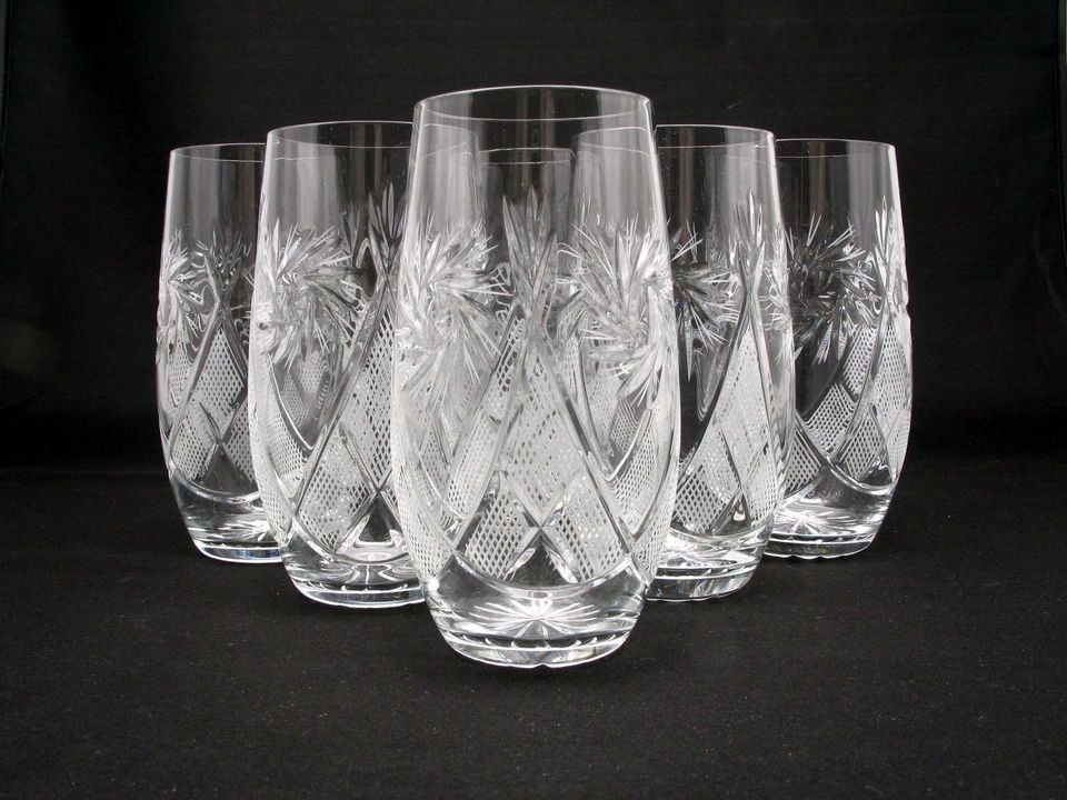 RUSSIAN CRYSTAL DRINKING GLASSES 300 ml. JUICE WATER BELARUS