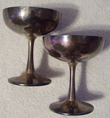 Antique CRESCENT SILVER MFG Wine Cordial Liquer Silverplate GOBLETS