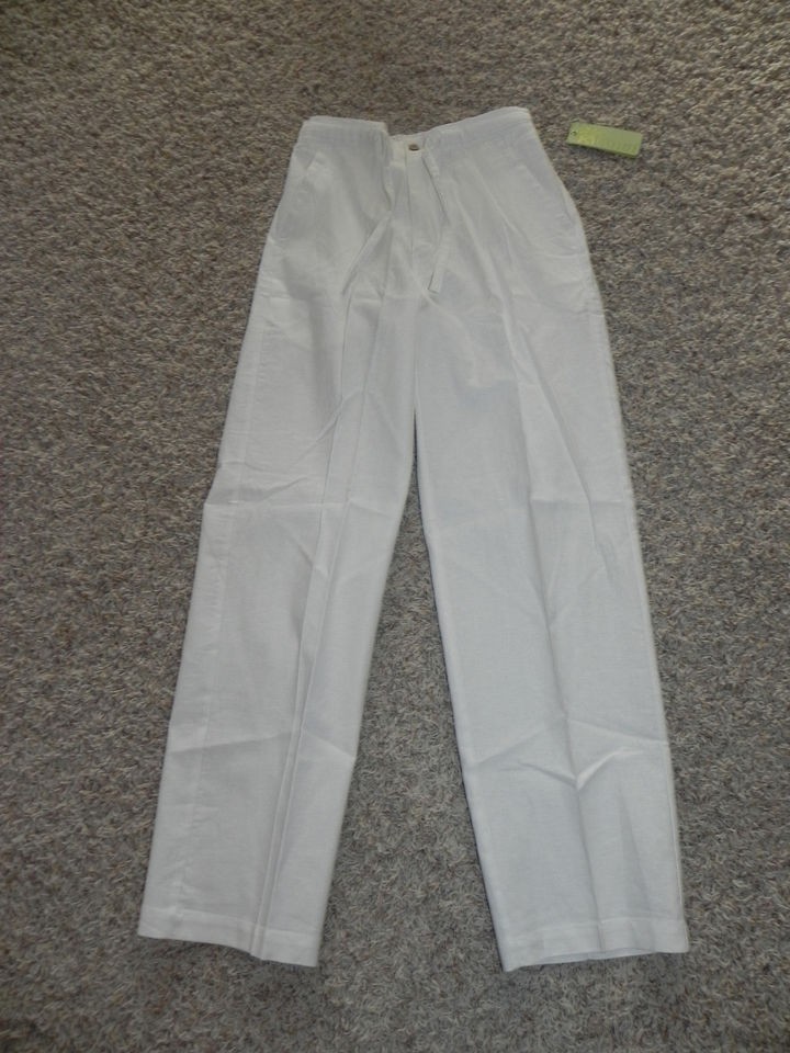 CUBAVERA BRIGHT WHITE MENS LINEN BLEND PANTS SMALL 28 30 INSEAM 32 NWT 