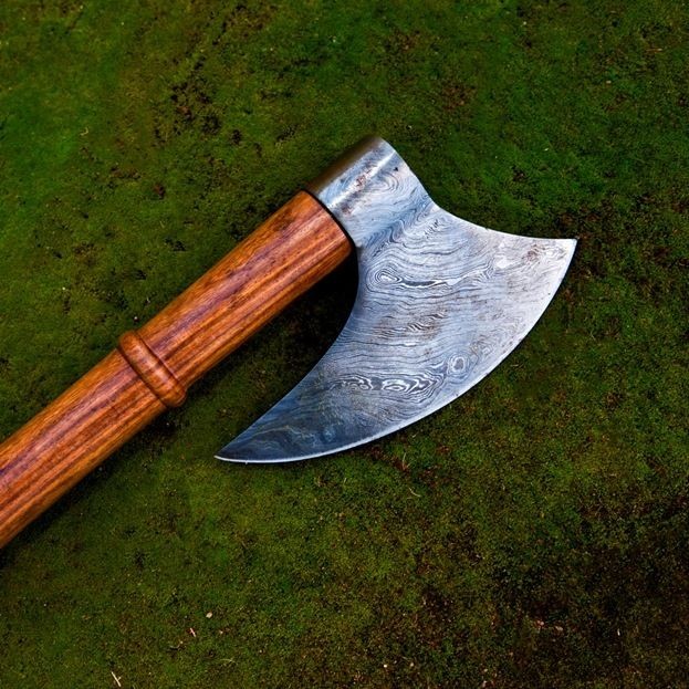 Damascus Steel Axe (Knights Side Arm) Pattern Welded