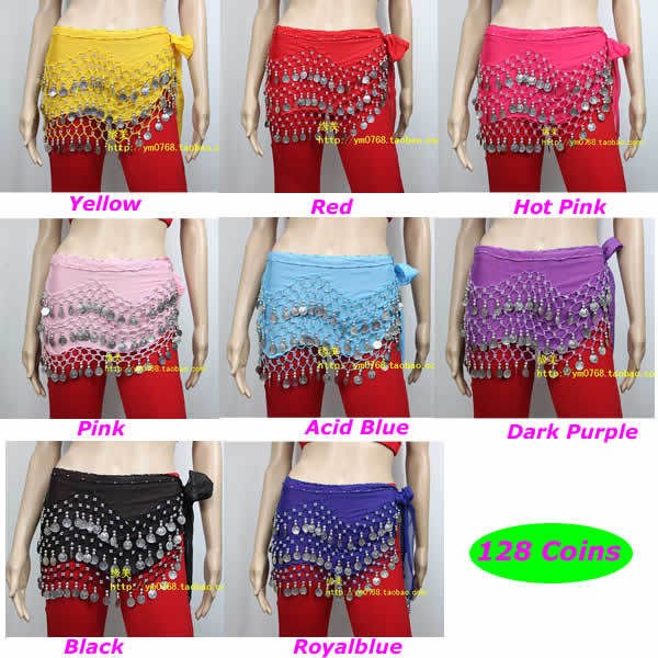 Rows Chiffon Belly Dance Dancing Hip Skirt Scarf Wrap Belt 128 