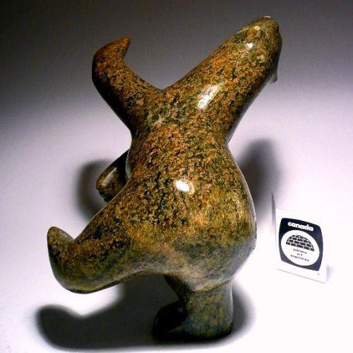 DANCING BEAR by NOO ATSIAQ Inuit stone sculpture eskimo soapstone art 