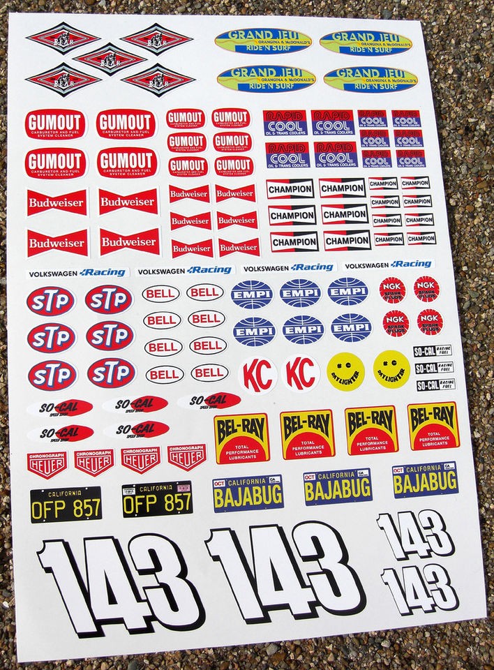 RC Vintage BAJA RACER Decals stickers VW Sand Scorcher