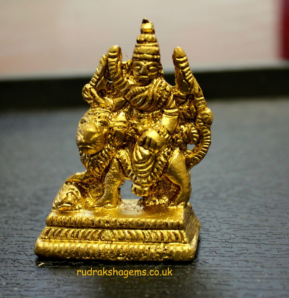   SHERA WALI VAISHNO DEVI HINDU BRASS METAL MINI STATUE CAR DASHBOARD