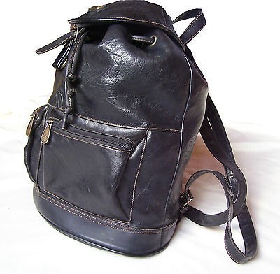 DAVID JONES VINTAGE 80S LEATHER AMERICAN BACKPACK RUCKSACK BARREL 