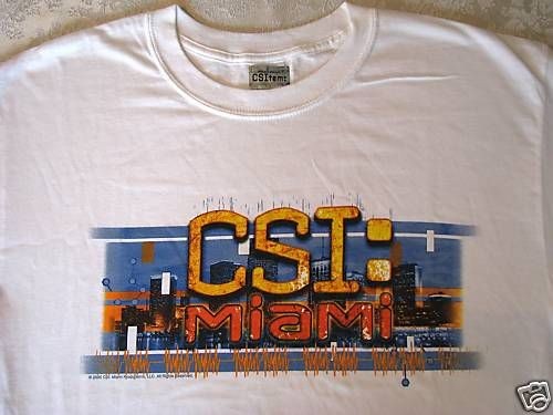 CSI MIAMI SKYLINE WHITE T SHIRT, SIZE LARGE   NEW