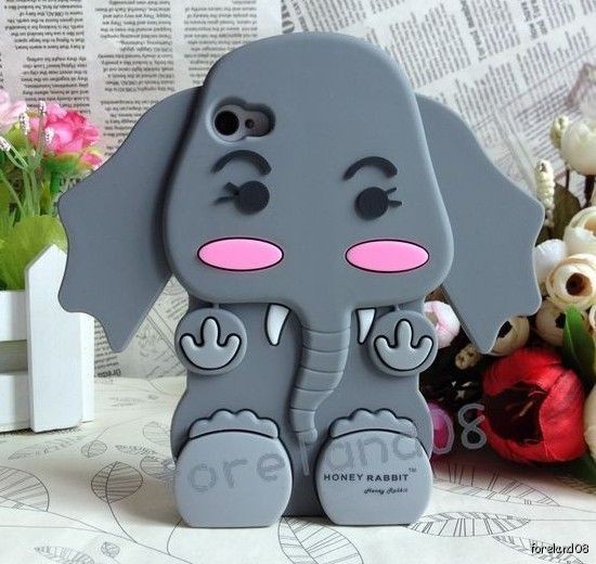 iphone *Animal* 3D Grey Tiny Baby Elephant Soft Back Case/Cover for 