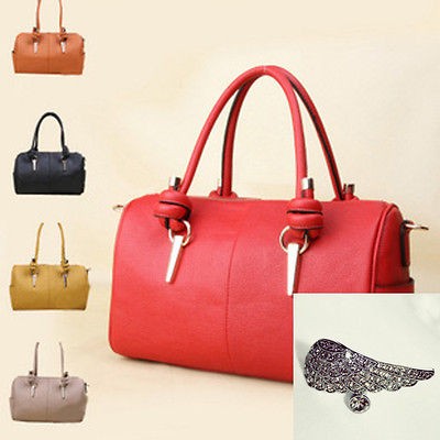 Women Travel Boston Tote Shoulder Bag Black、Orange、Y​ellow、Red 