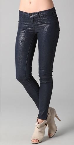   BRAND 801 Midrise Indigo BOA Waxed Coated Skinny Legging Denim Jeans