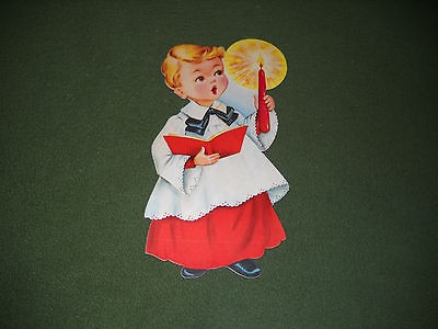 VINTAGE DENNISON CHRISTMAS CHOIR BOY #3 DIE CUT CARDBOARD DECORATION 