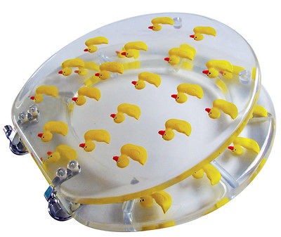 UNIQUE DESIGNER LUCITE TOILET SEAT   RUBBER DUCKY