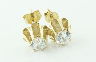   50 Ct Round Cut Diamond Buttercup Stud Earrings 14K Yellow Gold J I1