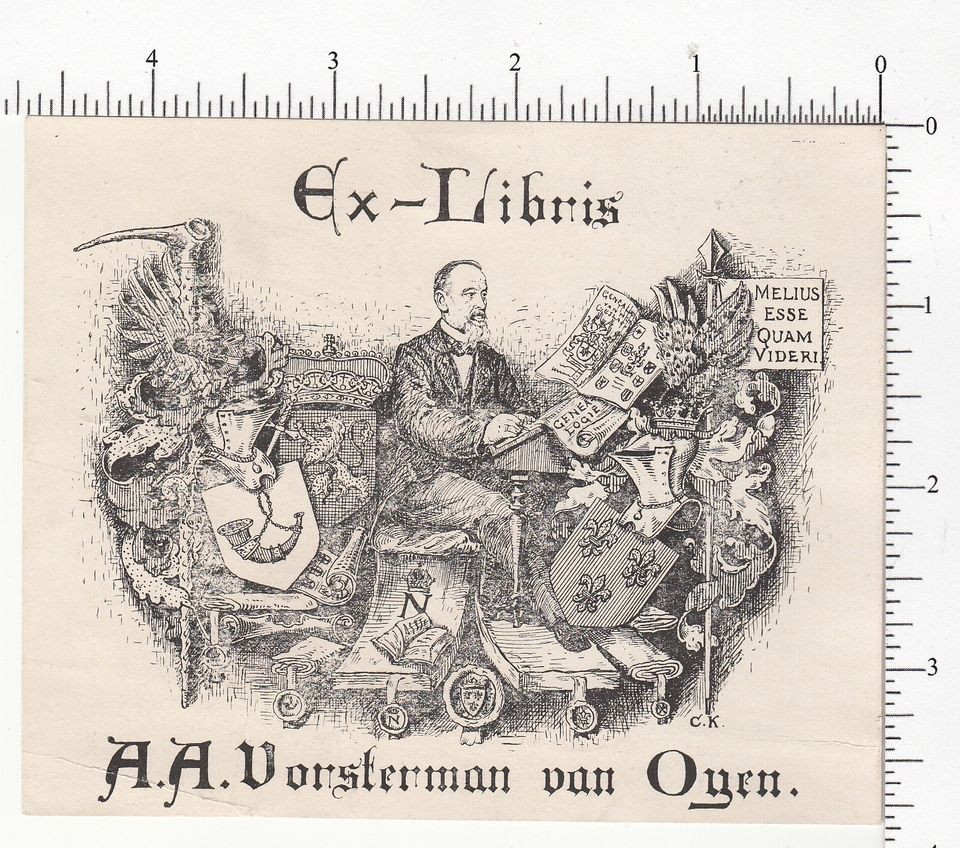 3430 Ex Libris A. A. Vorsterma van Oyen bookplate c. 1910 man 