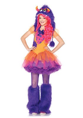 Teen Girls Furry Purple Monster Dress and Hoodie Kids Juniors 
