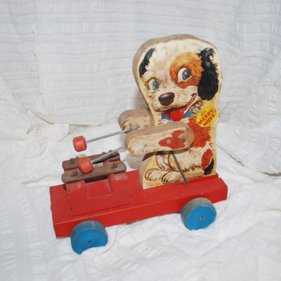 VINTAGE FISHER PRICE DOG MERRY MUTT ZILO PULL TOY WORKS