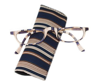 Reading Glasses Half Eye NAVY TAN Smart Stripe 1.50