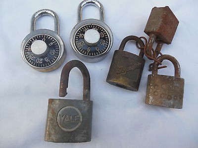 Lot Of 6 Vintage Padlocks, Slaymaker(brass), Yale Etc. Junk Drawer Lot