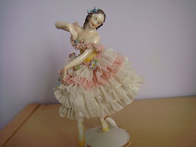 Old Volkstedt Dresden Lace Figurine of Ballerina