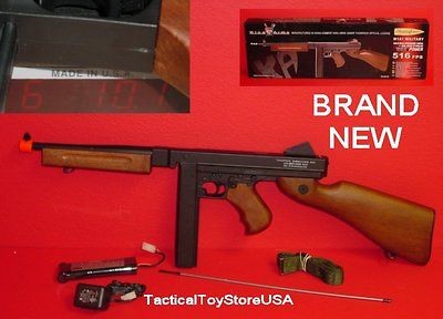 NEW aeg FULL METAL King Arms THOMPSON MILITARY M1A1 Machine Gun 516fps 