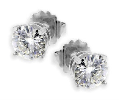   Colvard 1.00 TCWT Moissanite 4 Prong Stud Earring in 14Kt White Gold