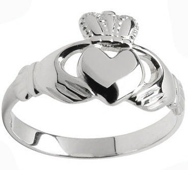 10K White Gold the Claddagh Ring of Ireland Irish Made sz sz 7 6 8 7.5 