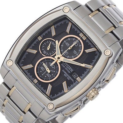 Eco Drive CITIZEN Chronograph Mens New Analog Watch Steel Bracelet 