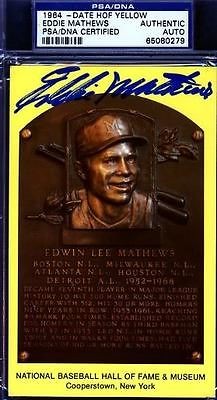 EDDIE MATHEWS SIGNED PSA/DNA GOLD HOF PLAQUE CERTIFIED AUTOGRAPH