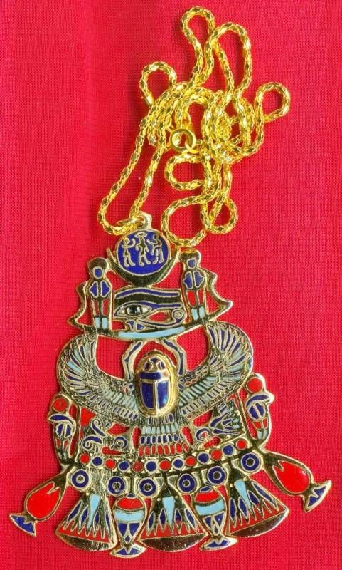 Egyptian Revival Pectoral NECKLACE birds Lotus flowers,Eye of Horus