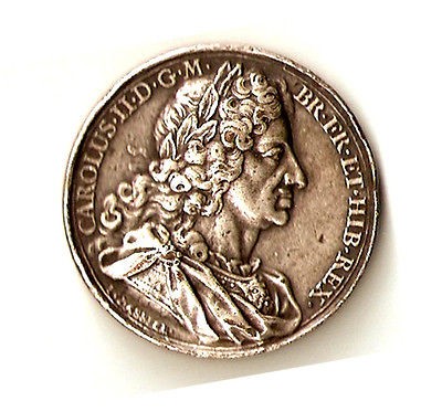 1731 James II, Dassier, 38 mm, silver plated bronze, VF