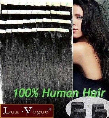 40pcs 100% Human Hair 3M Tape in Extensions Remy #1B by Lux.Vogue