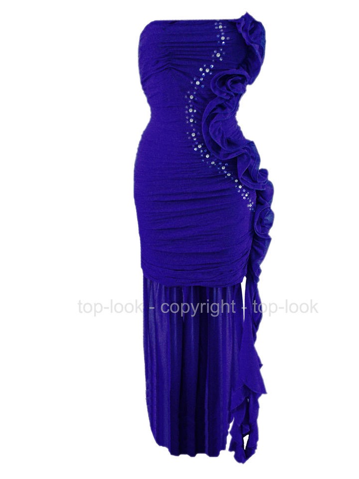   SEXY LADIES BLUE EVENING CRUISE PARTY PROM JEWEL HIGH LOW ELLEN DRESS