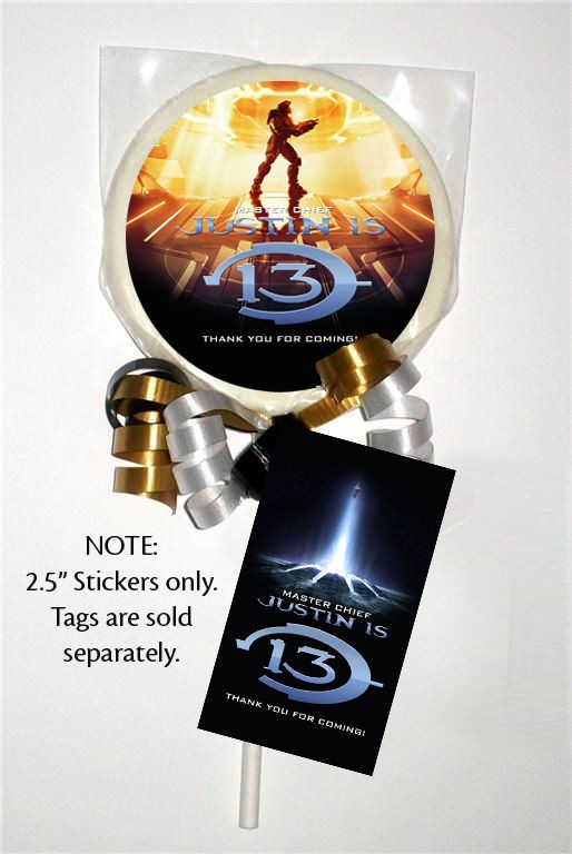 12 HALO 4 Birthday Party Favor Personalized LOLLIPOP STICKERS