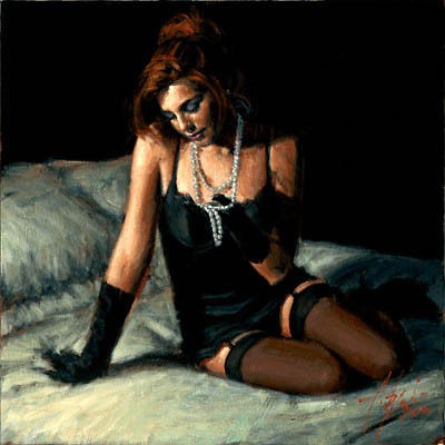 Fabian Perez   Guantes Negras   AP Artist Proof 32x32 Giclee on Canvas